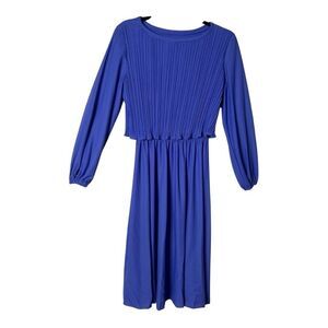 Lady Carol Petites Vintage 70’s Purple Plisse Overlay Sheer Skirt Dress Size 14